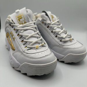 Womens FILA Disruptor 2 'Metallic Accent - White Metallic Gold' (Sz 7.5)